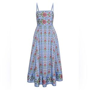Hill House Home The Margot Dress - Blue Floral Block Stripe Size medium